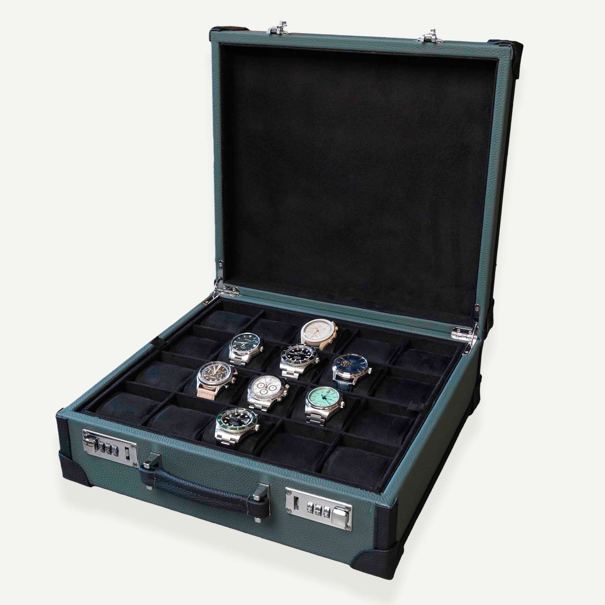 Suitcase For 20 Watches - Dark Green