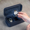 Square Watch Box 3 Slot - dunkelgrüner Litchi