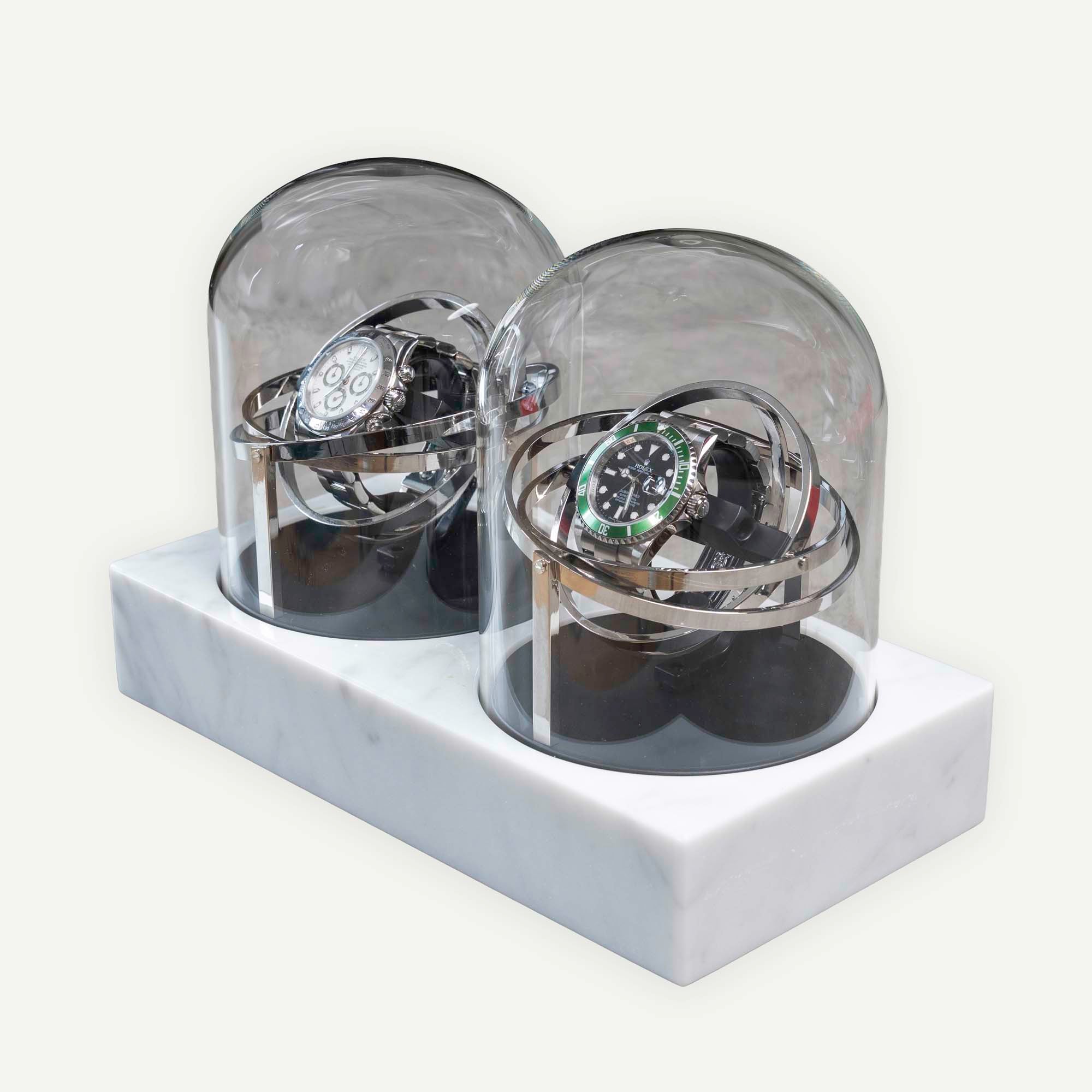 Orbital Watch Winder - White Marble Duo