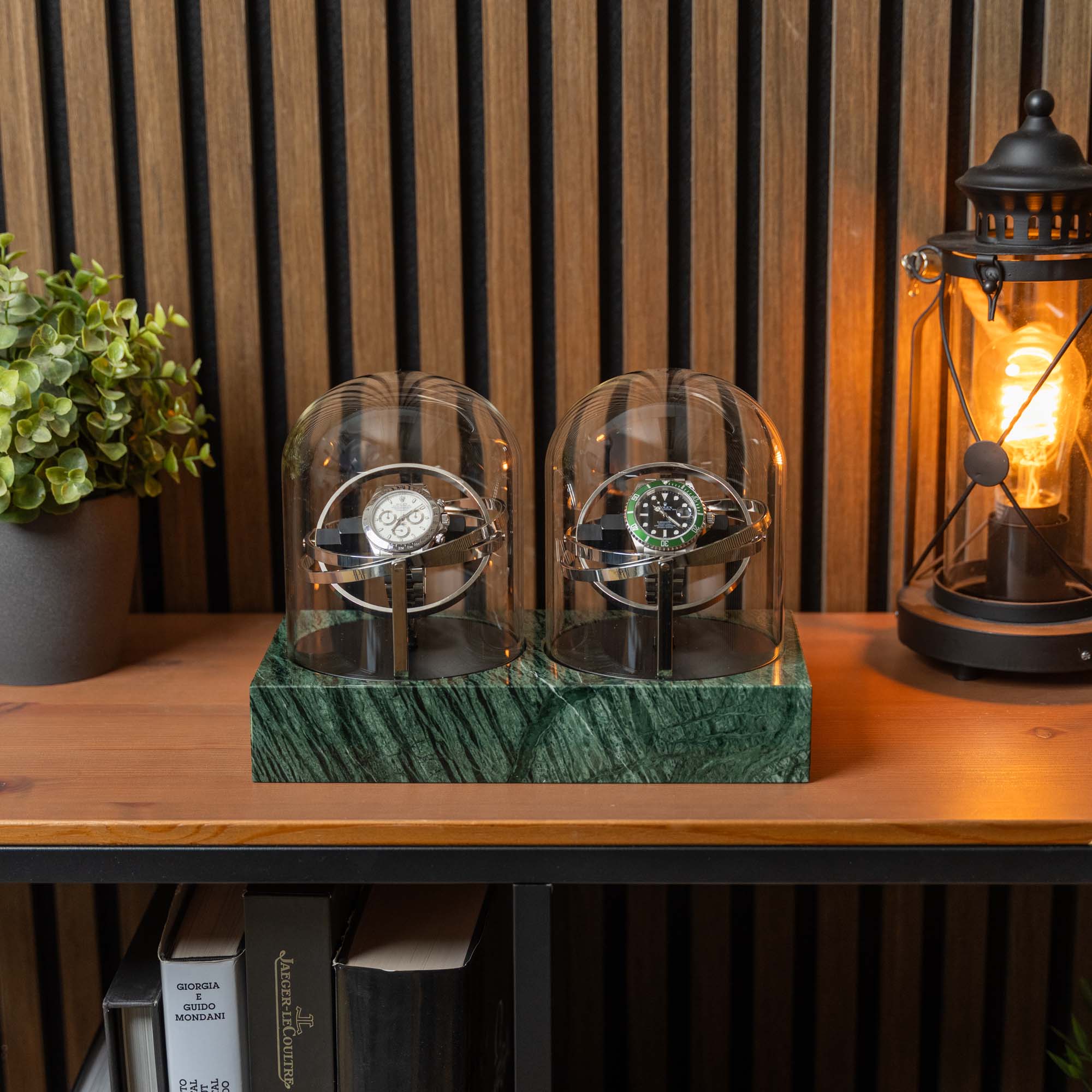 Orbital Watch Winder - Green Marble Duo