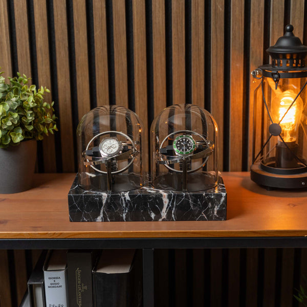 Orbital Watch Winder - Black Marble Duo