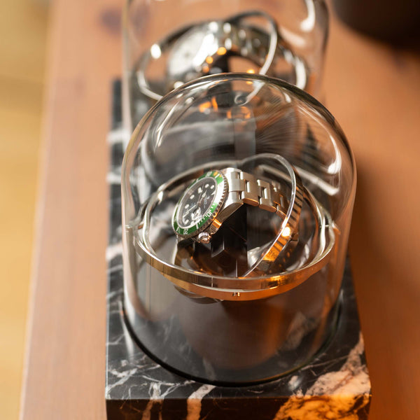 Orbital Watch Winder - Black Marble Duo