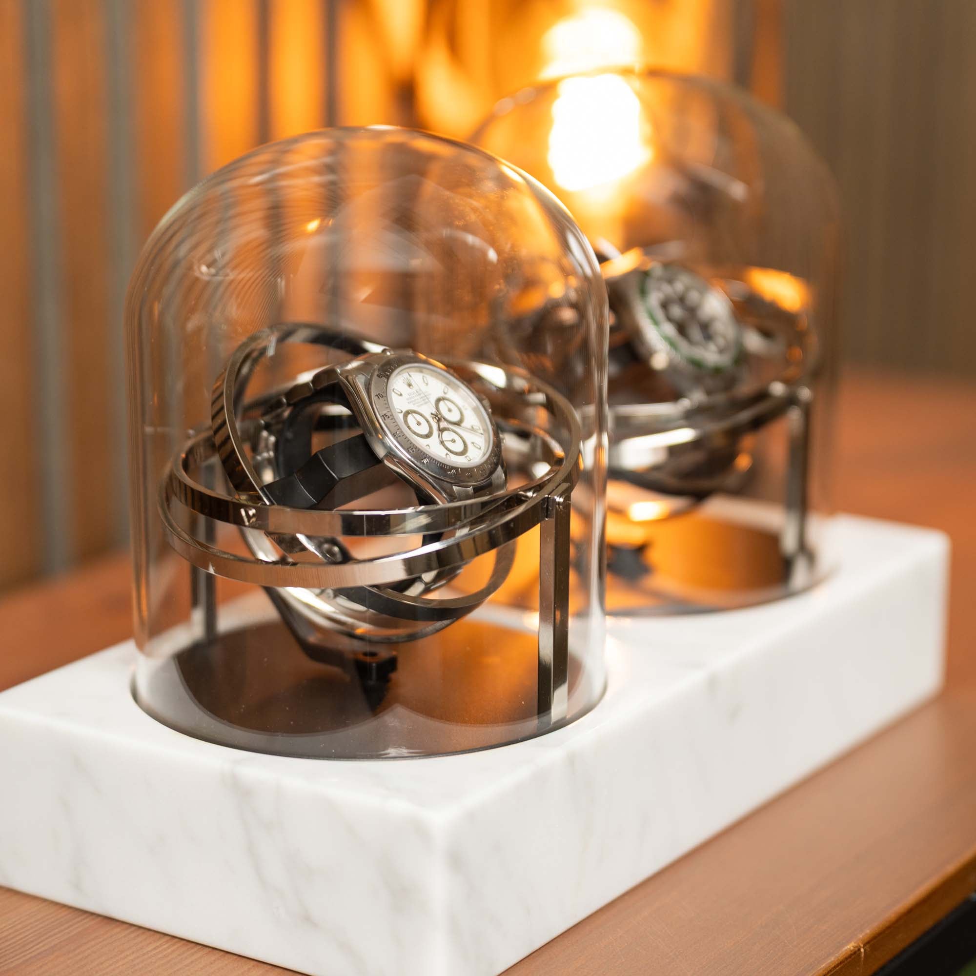 Orbital Watch Winder - White Marble Duo