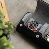 Two Slot Watch Roll - Black Grey