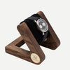 Uhrentablett - Hohes Naturholz Cognac
