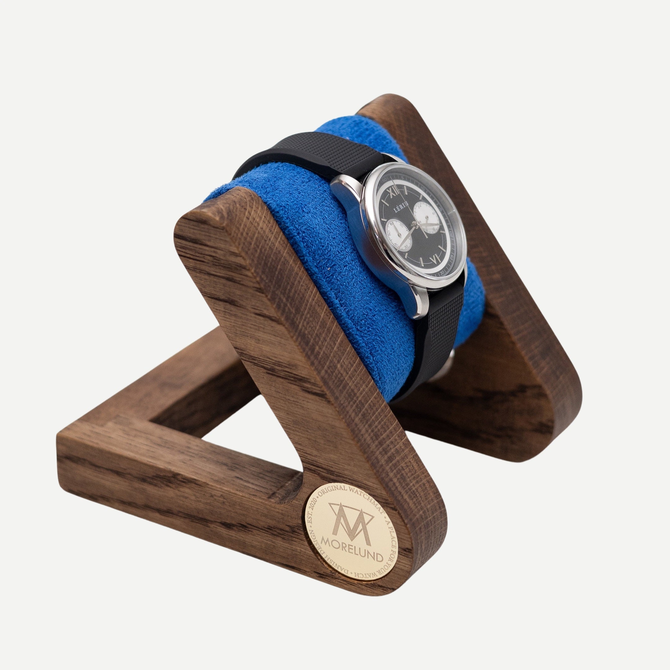 Morelund Watch Stand - Dark Oak - Blue