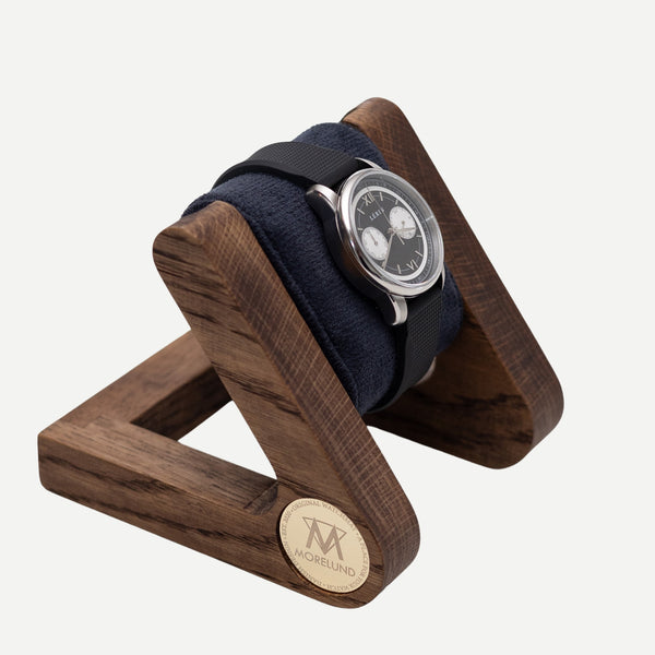 Morelund Watch Stand - Dark Oak - Navy Blue