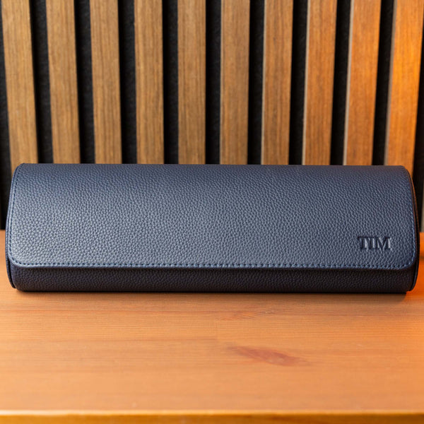 Personalized Travel Watch Roll Extra Large - Navy Blue