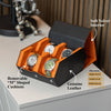 Sechseckige Uhrenbox mit 4 Fächern, Schwarz/Orange