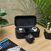 Square Watch Box 3 Slot - dunkelgrüner Litchi
