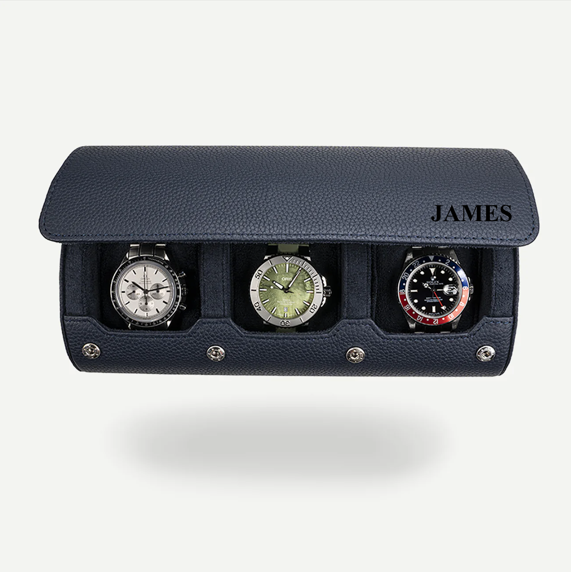 Personalized Watch Roll Large - Navy Blue