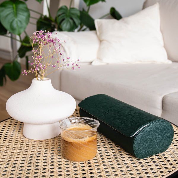 Große Uhrenrolle für die Reise - Dark Green Litchi