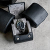 Single Travel Roll - black grey, travel roll for one watch, small travel roll, watch storage, how to travel safely with your watch, compact watch roll, watch roll interior
