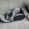 Single Travel Roll - black grey, travel roll for one watch, small travel roll, watch storage, how to travel safely with your watch, compact watch roll, watch roll interior, demonstration