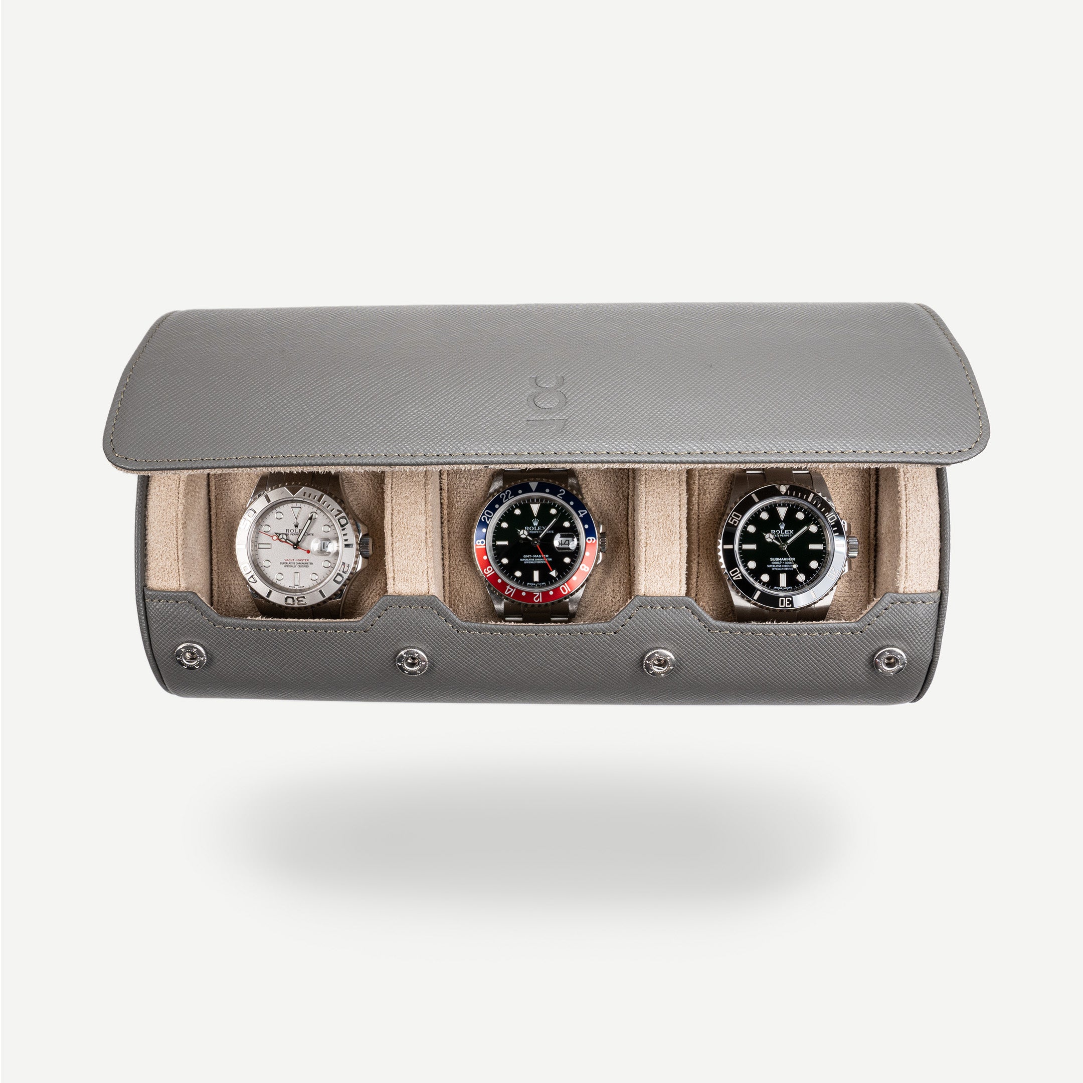 grey watch roll for 3 watches
