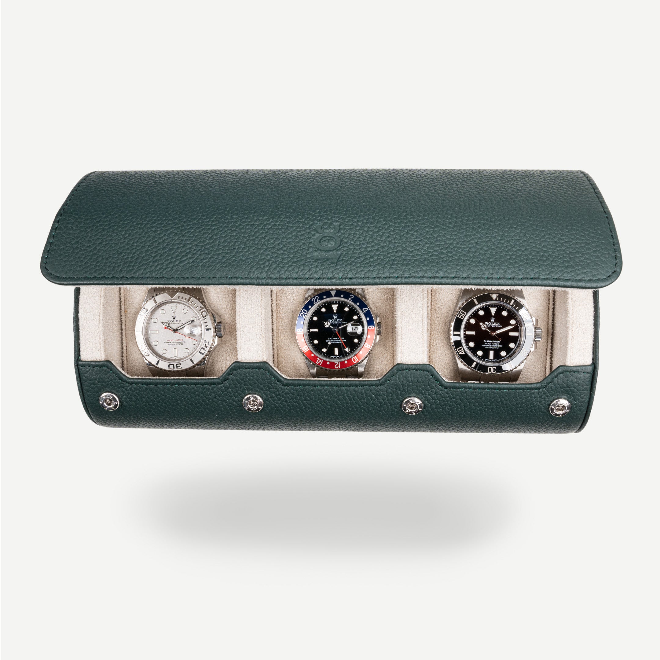 watch roll for three watches in dark green