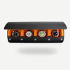 travel watch roll extra large - black, black orange, genuine leather, travel watch roll, how to travel with your watch, watch roll for four watches