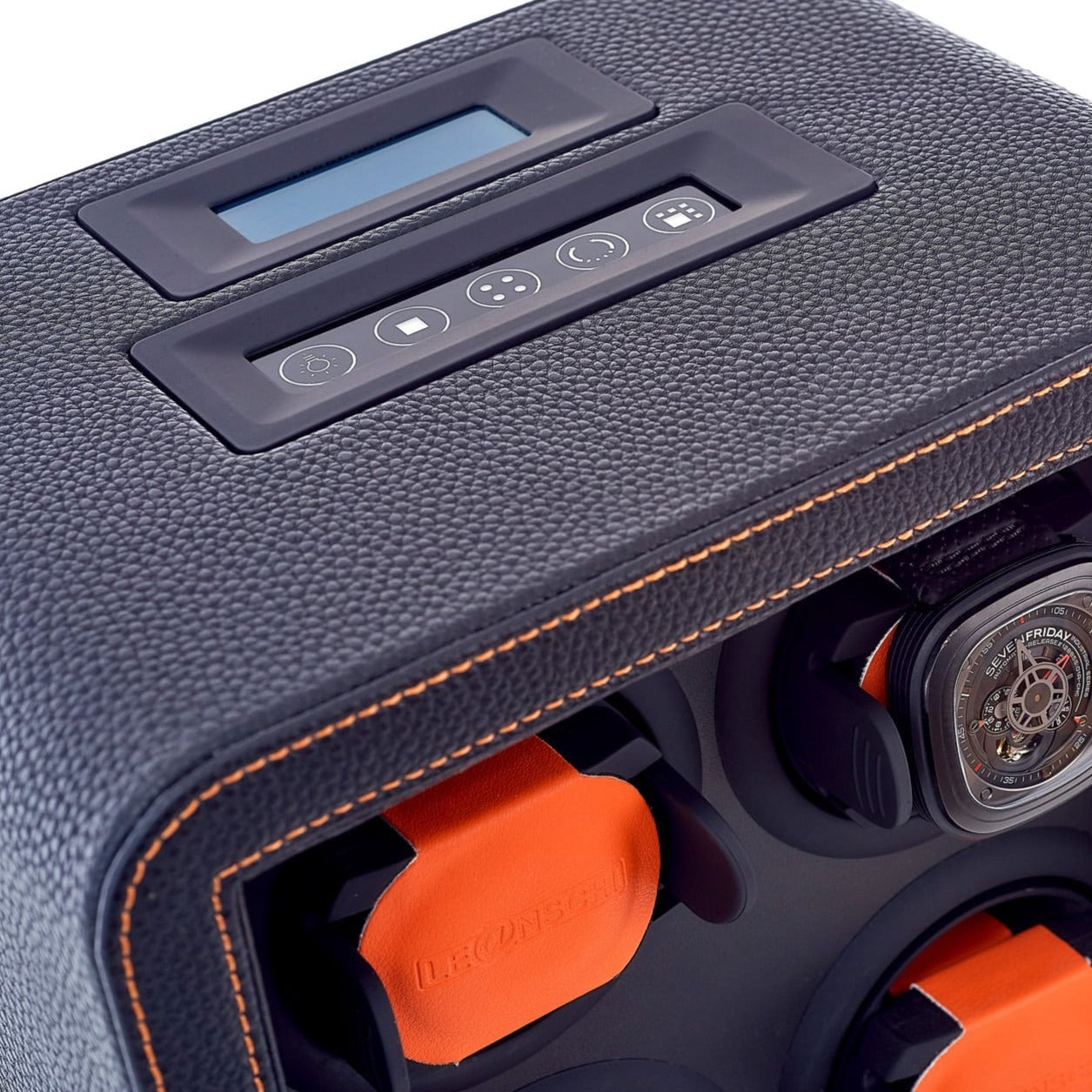 Leanschi Watch Winder for 4 Watches - Black Orange