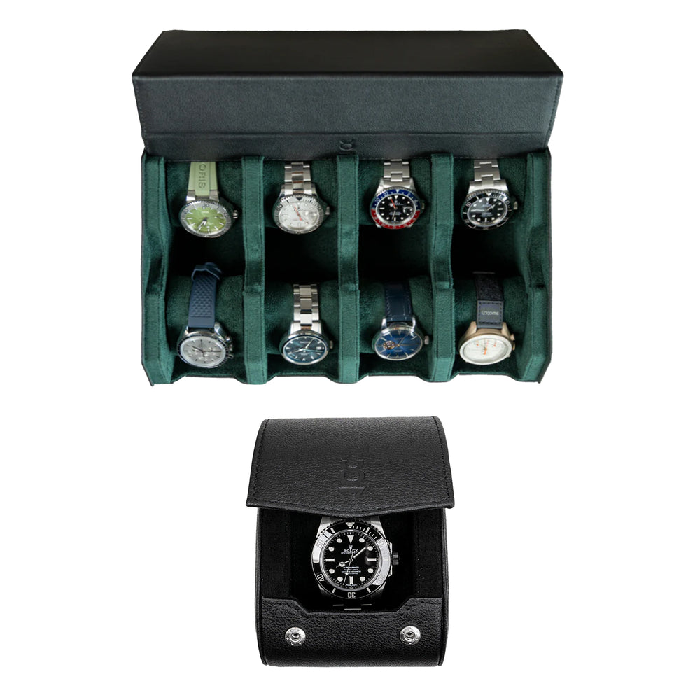Stellen Sie Ihr eigenes Set zusammen (8-Slot-Uhrenbox + einzelne Uhrenrolle)