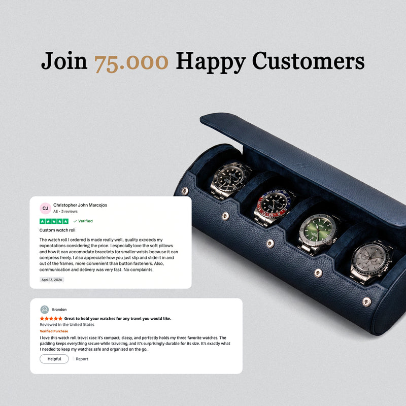 Personalized Travel Watch Roll Extra Large - Navy Blue