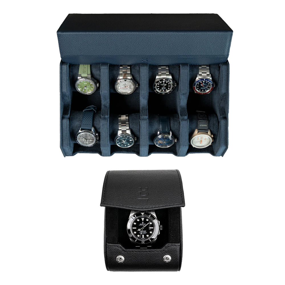 Stellen Sie Ihr eigenes Set zusammen (8-Slot-Uhrenbox + einzelne Uhrenrolle)