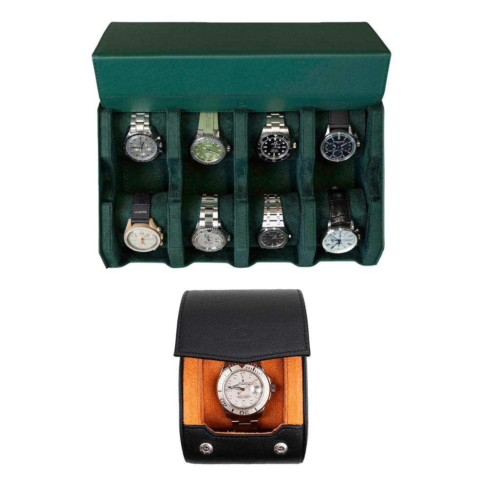 Stellen Sie Ihr eigenes Set zusammen (8-Slot-Uhrenbox + einzelne Uhrenrolle)