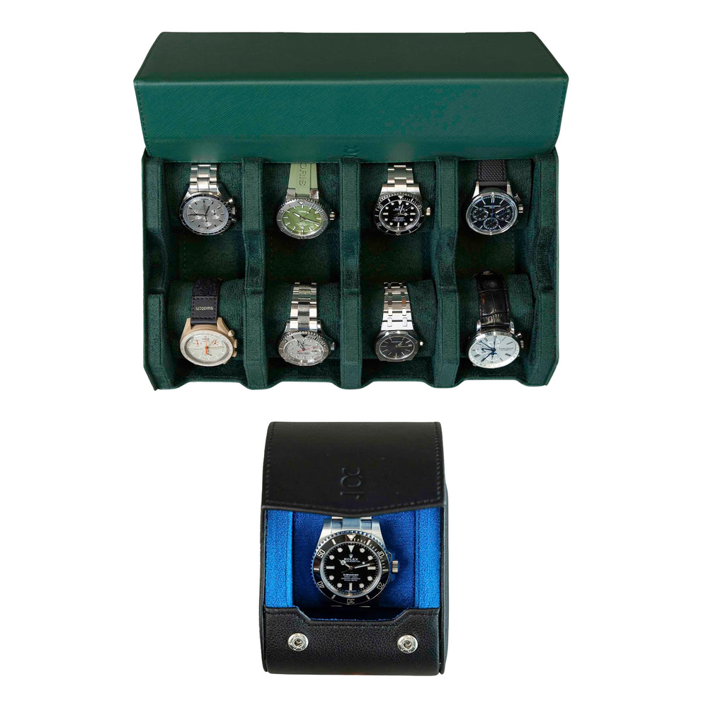 Stellen Sie Ihr eigenes Set zusammen (8-Slot-Uhrenbox + einzelne Uhrenrolle)