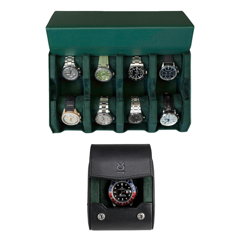 Stellen Sie Ihr eigenes Set zusammen (8-Slot-Uhrenbox + einzelne Uhrenrolle)