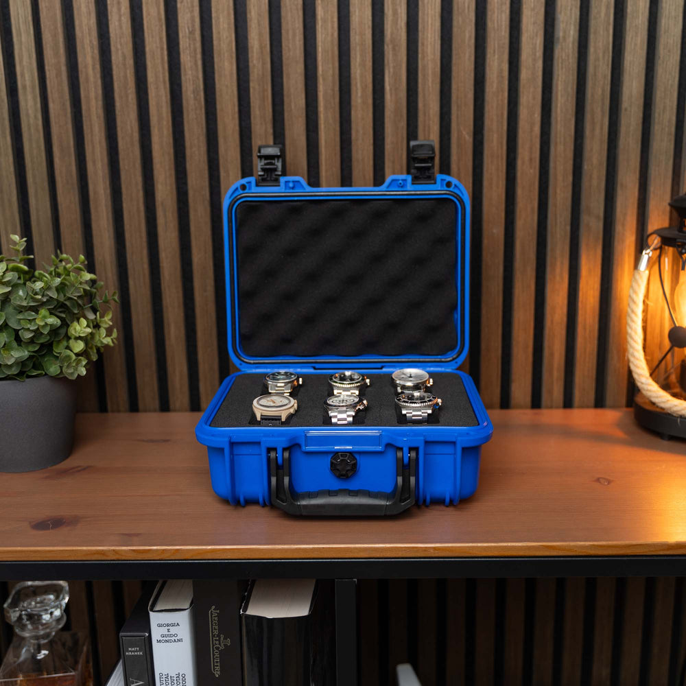 Ozeanblaue Uhrenbox mit 6 Fächern