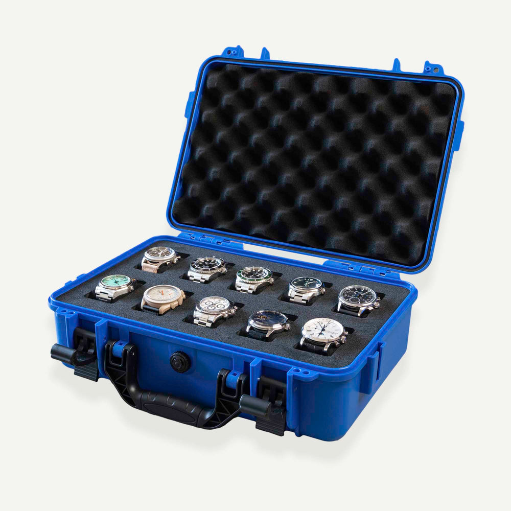 Ozeanblaue Uhrenbox mit 10 Fächern