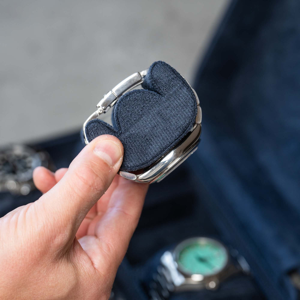 Square Watch Box 6 Slot - Marineblau Litchi