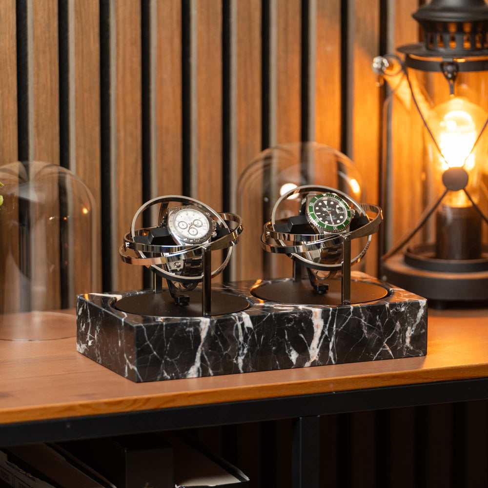 Orbital Uhrenbeweger – Duo aus schwarzem Marmor