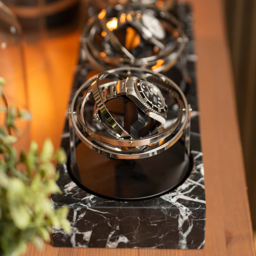 Orbital Watch Winder - Black Marble Trio