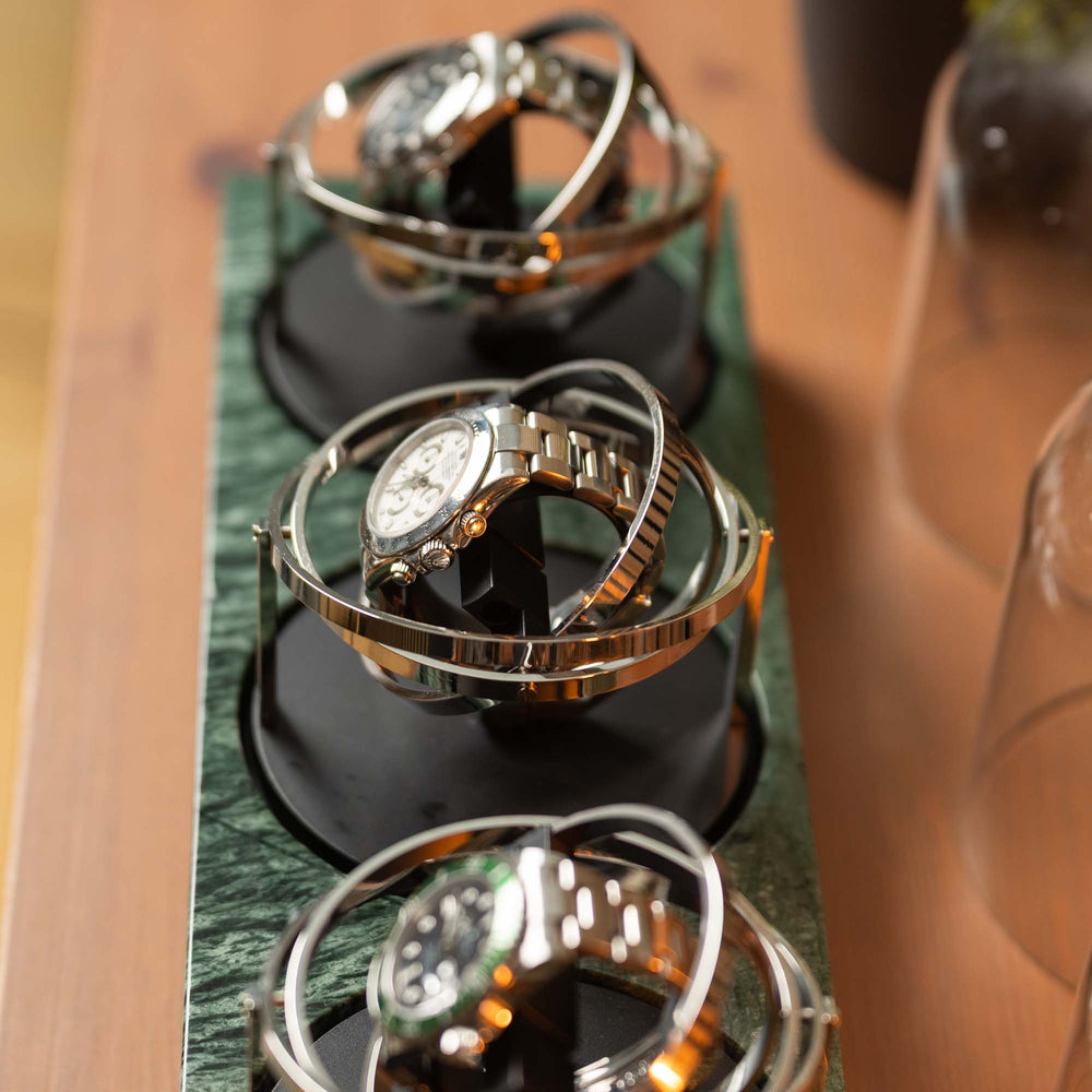 Orbital Watch Winder - Green Marble Trio