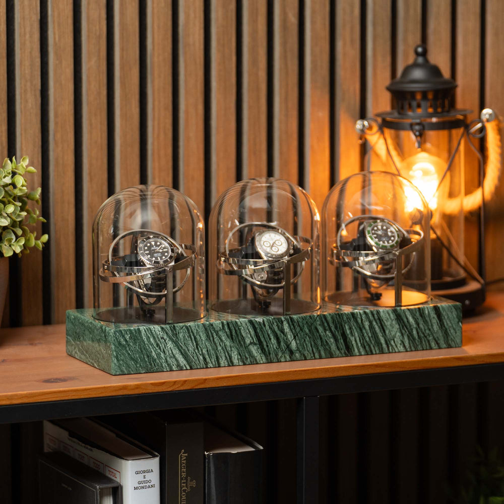 Orbital Watch Winder - Green Marble Trio