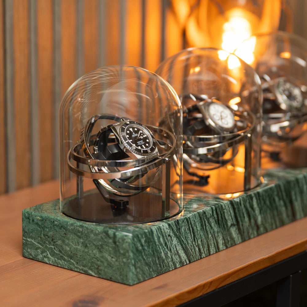Orbital Watch Winder - Green Marble Trio