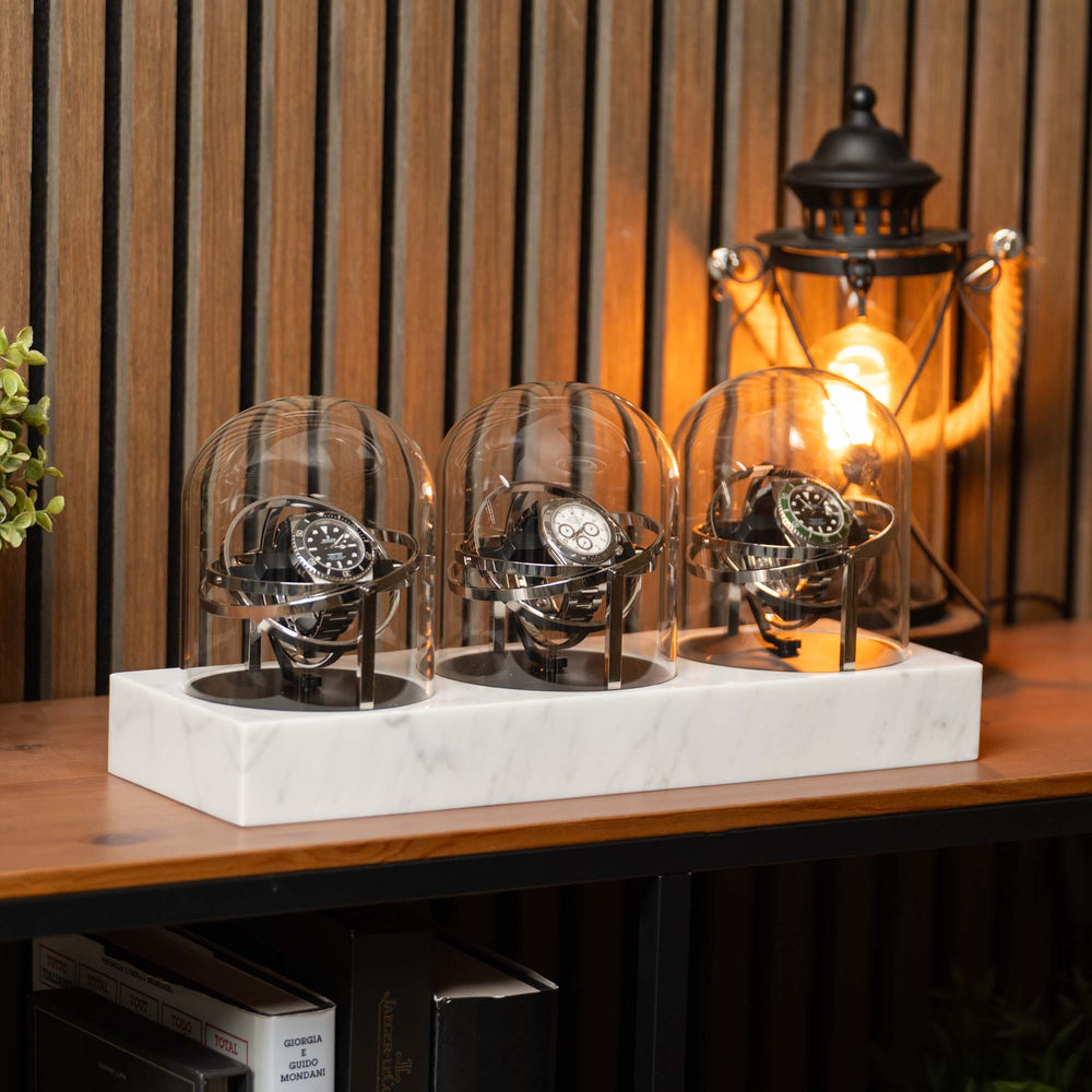 Orbital Watch Winder - White Marble Trio