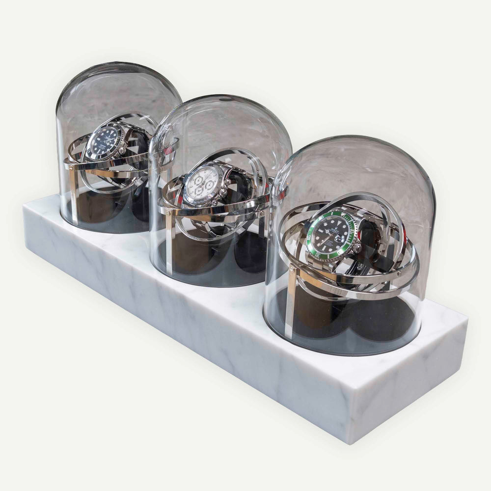 Orbital Watch Winder - White Marble Trio