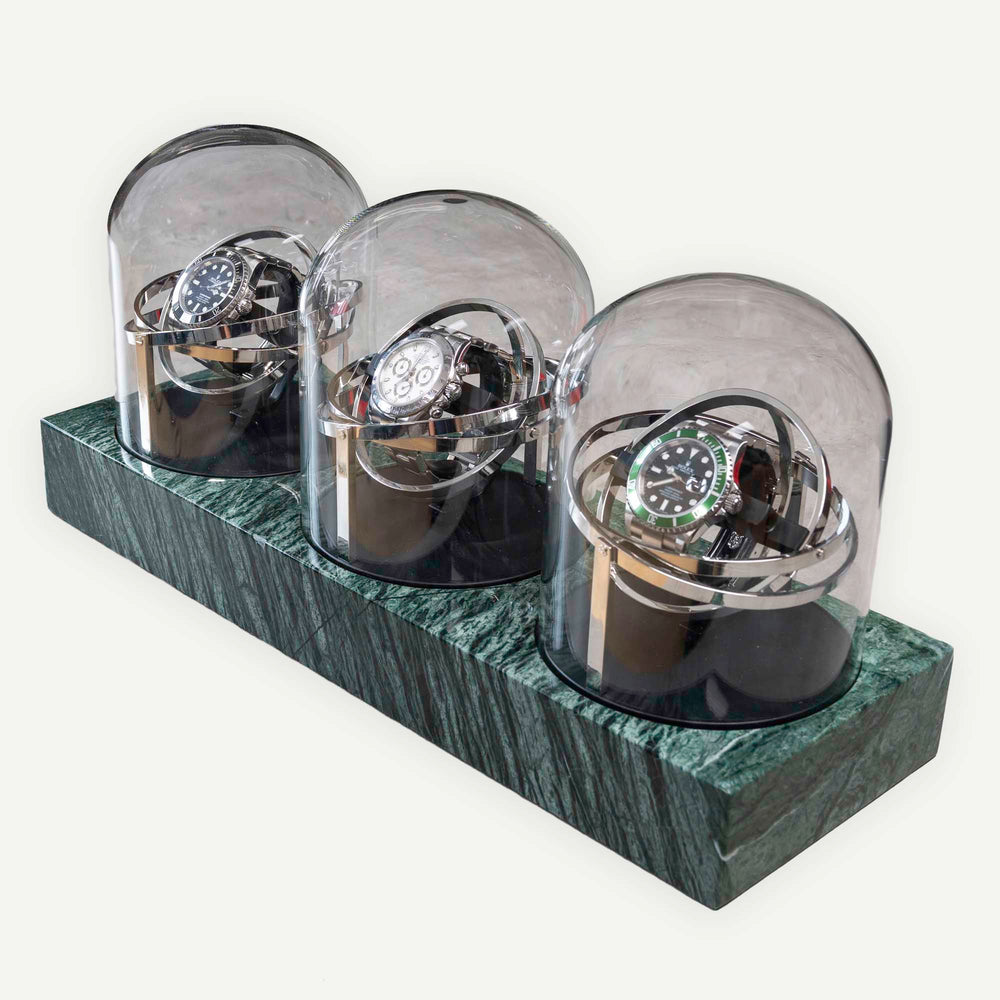 Orbital Watch Winder - Green Marble Trio