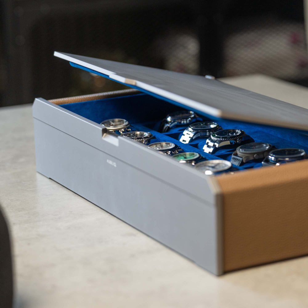 AUBLIQ Uhrenbox Grau 10 Slot + Strap Slot