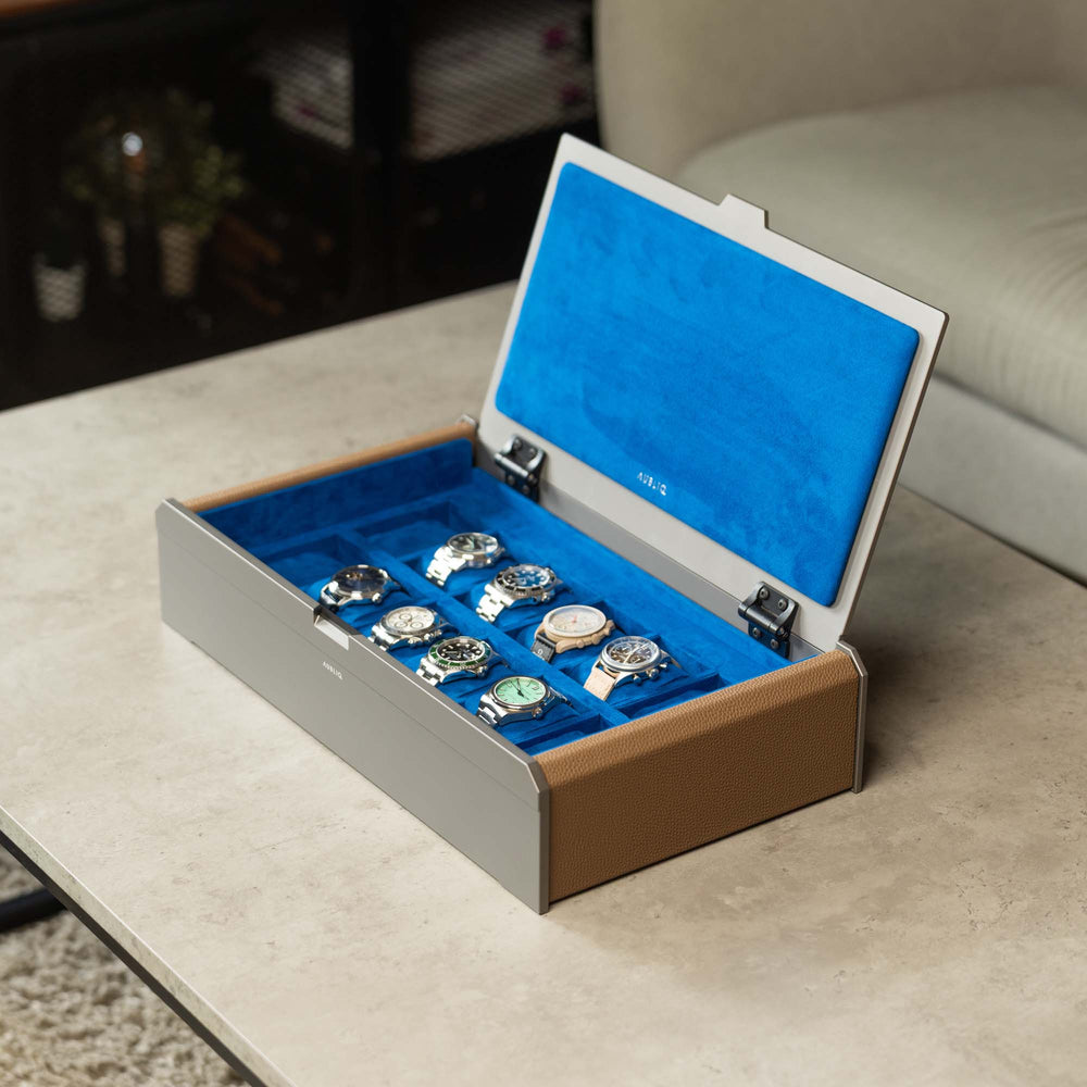 AUBLIQ Uhrenbox Grau 12 Slot