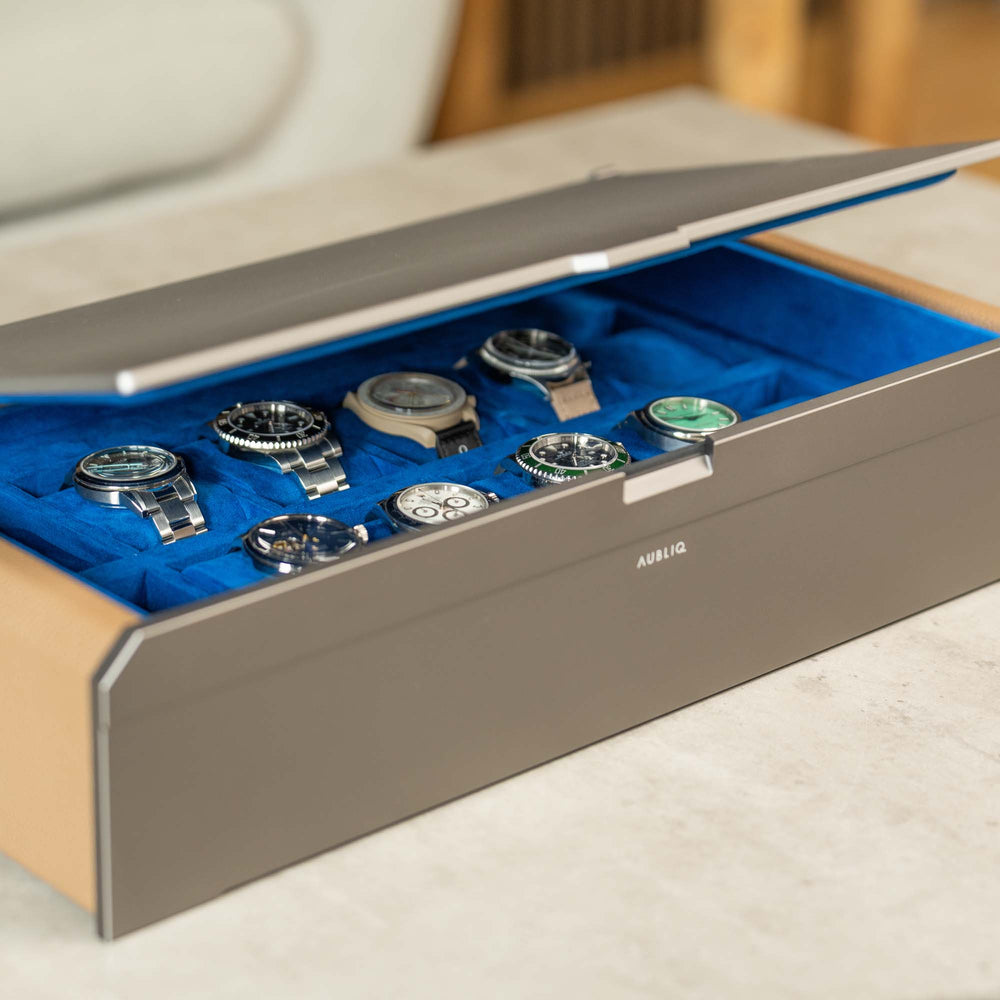 AUBLIQ Uhrenbox Grau 12 Slot