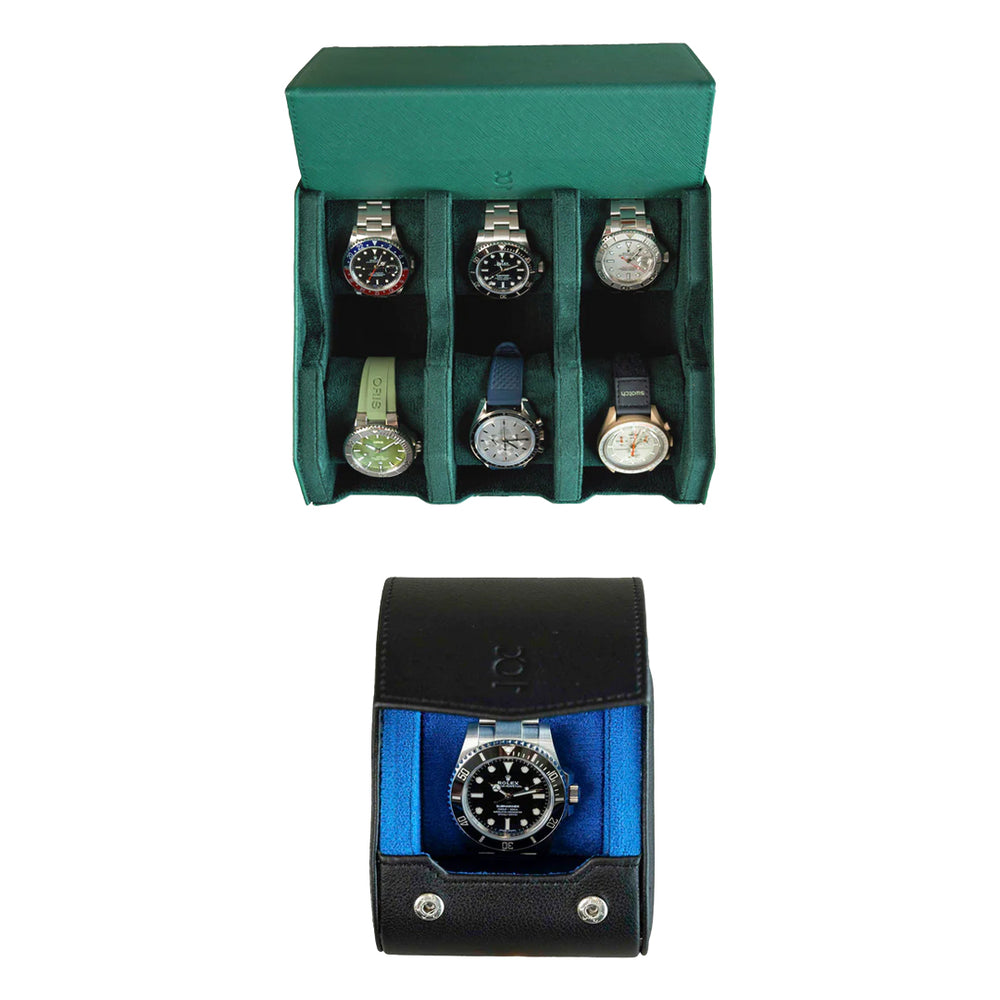 Make your own set (6 Slot Watchbox + Single Watch Roll)