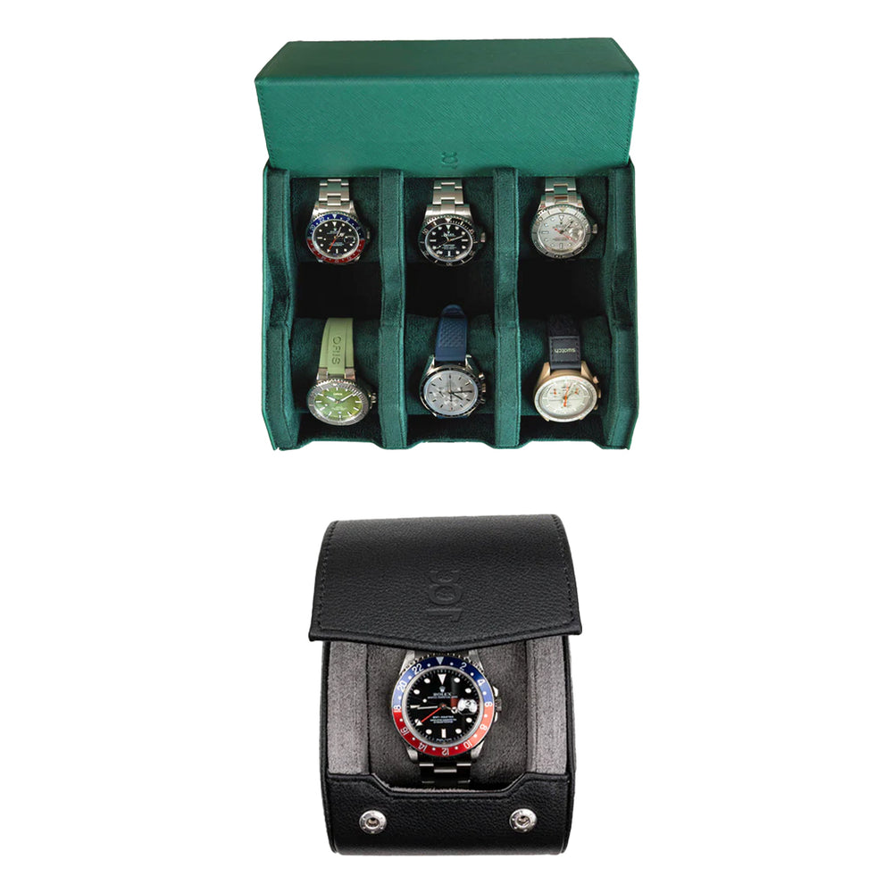 Make your own set (6 Slot Watchbox + Single Watch Roll)