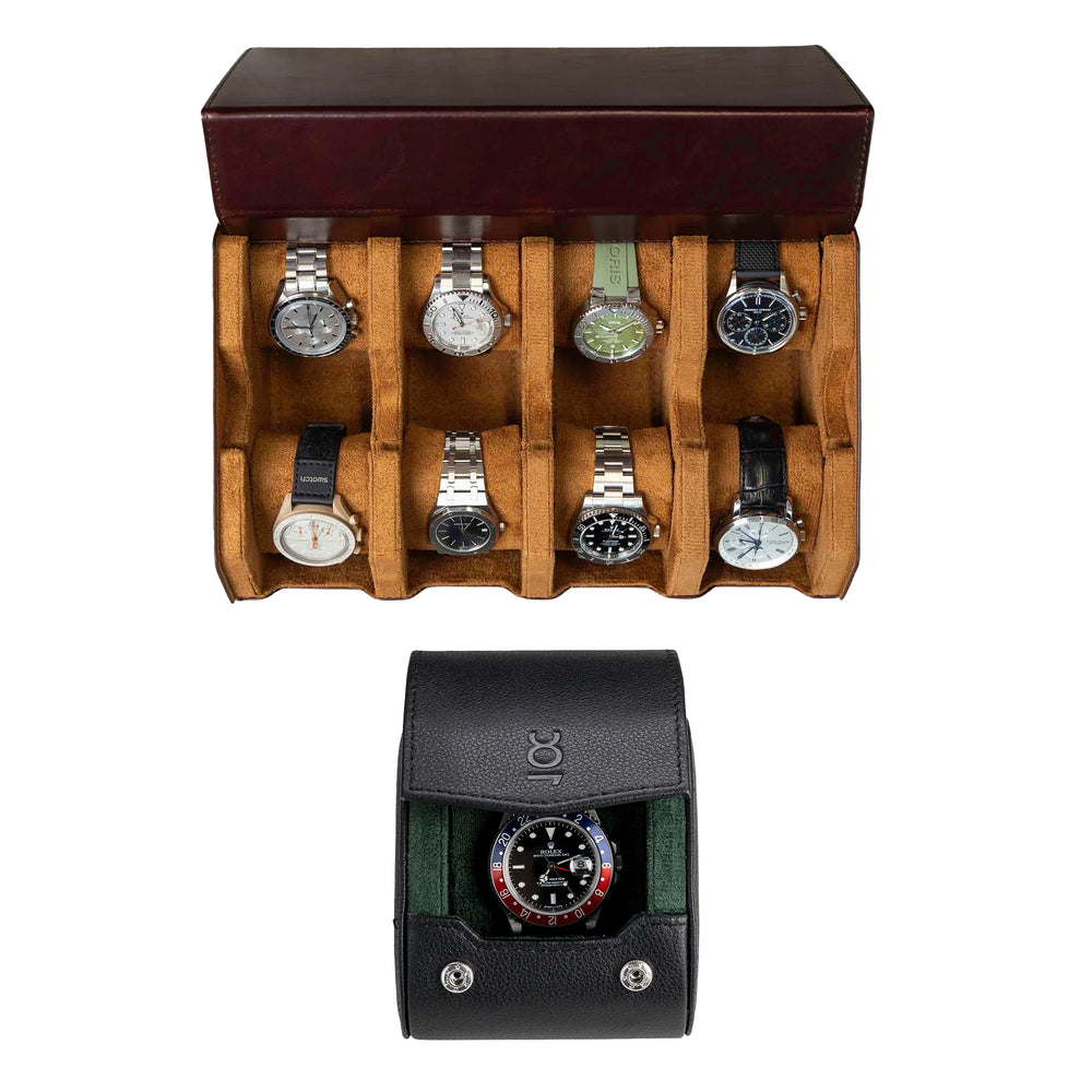 Stellen Sie Ihr eigenes Set zusammen (8-Slot-Uhrenbox + einzelne Uhrenrolle)