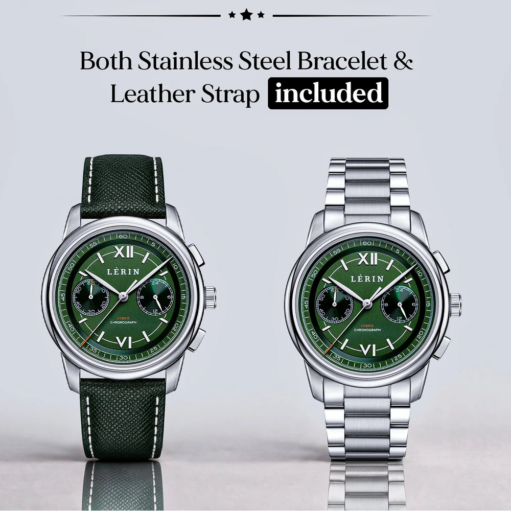 LÈRIN Hybrid Chronograph - Tannengrüner Stahl