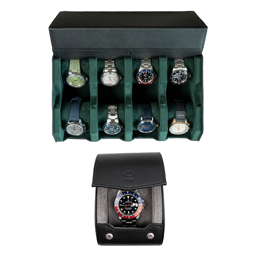 Stellen Sie Ihr eigenes Set zusammen (8-Slot-Uhrenbox + einzelne Uhrenrolle)