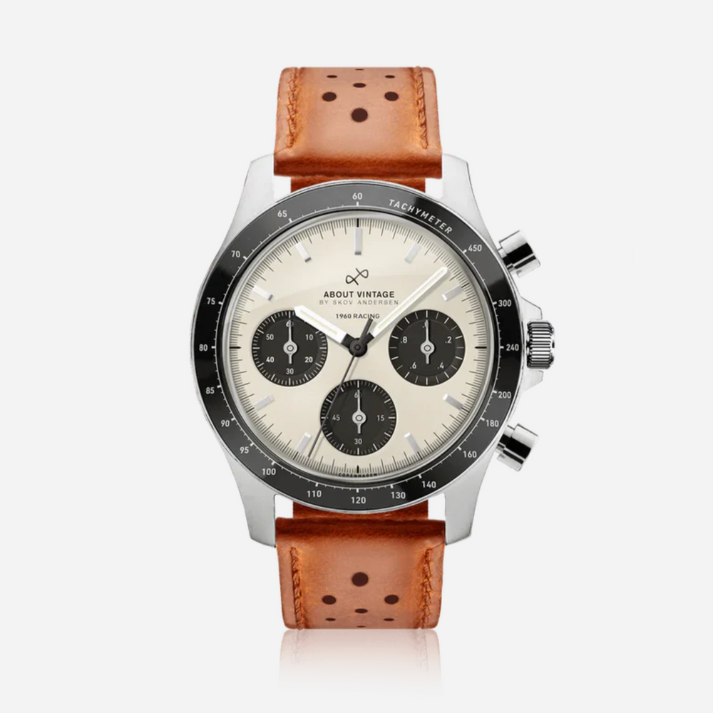 Über Vintage 1960 Racing Chronograph, Stahl / Weiß & Schwarz