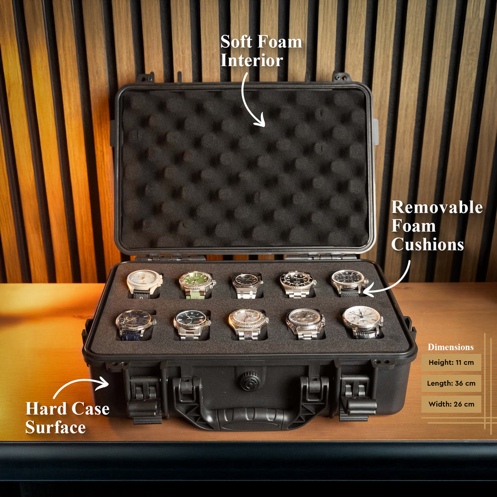 All Black 10 Slot Watch Box