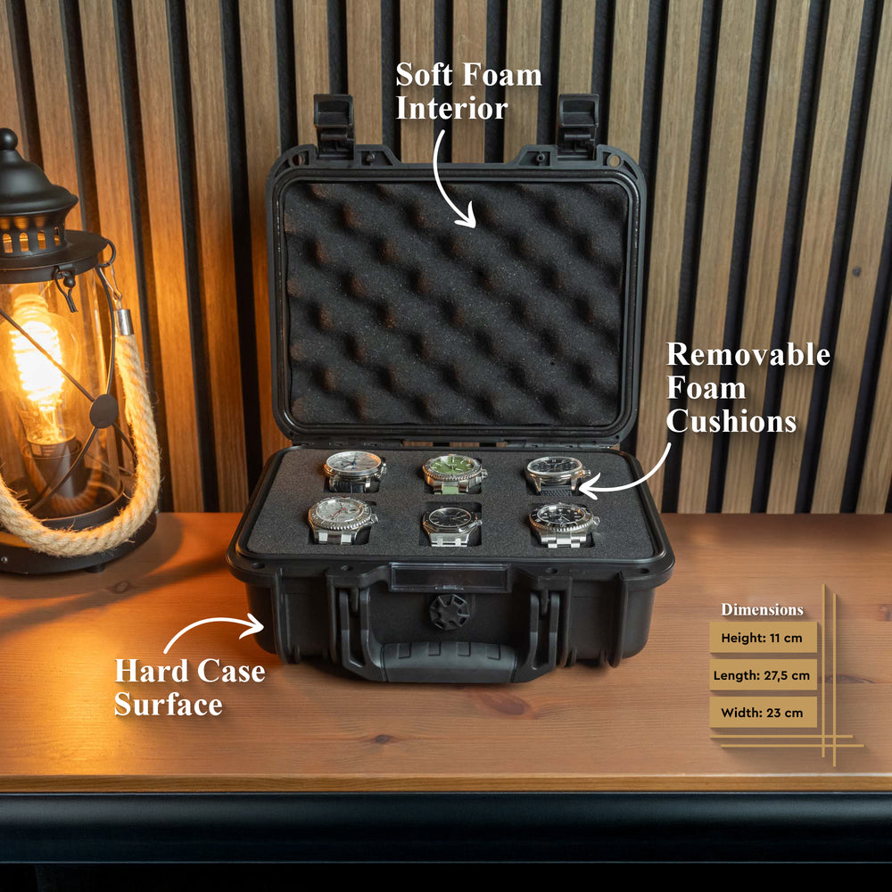 All Black 6 Slot Watch Box